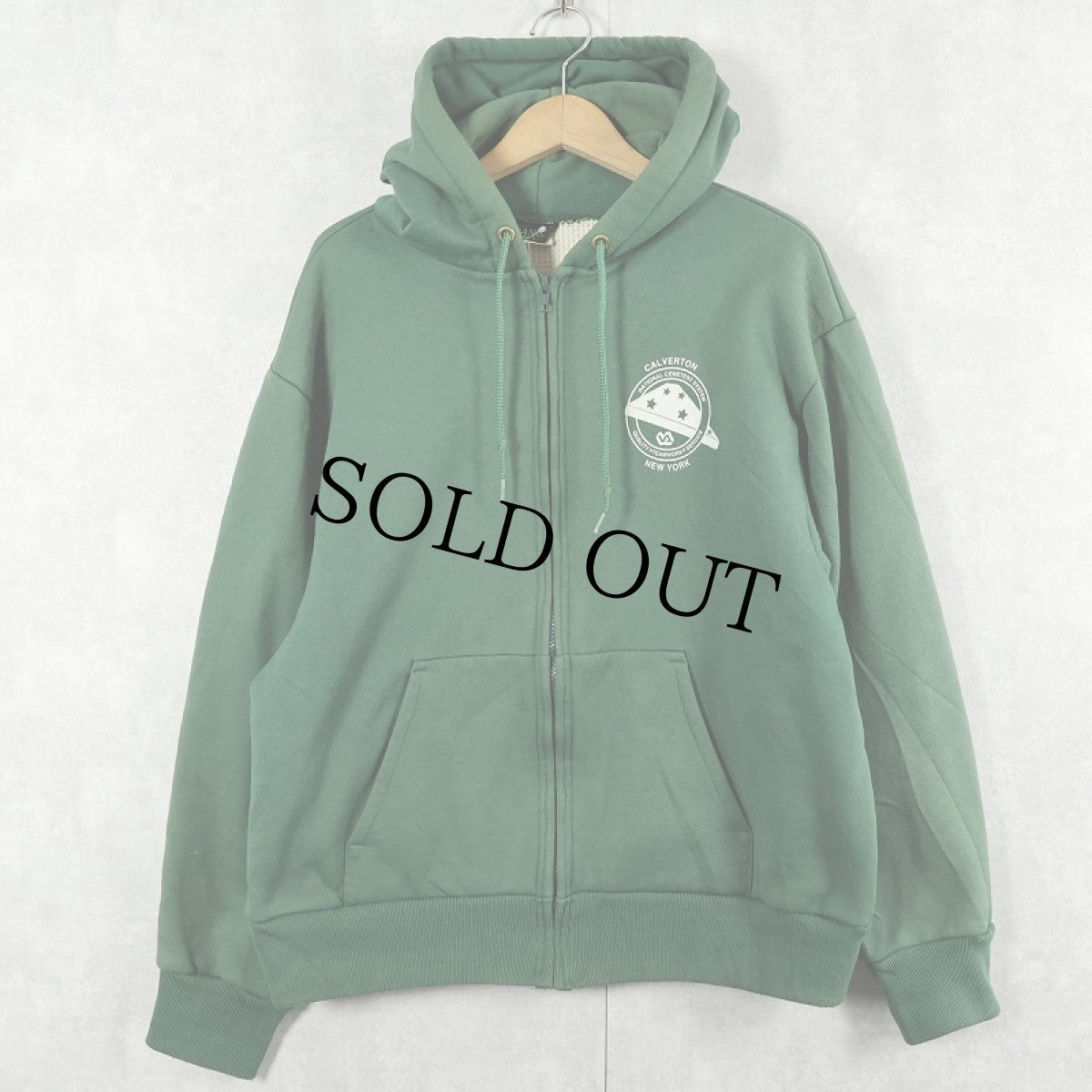 画像1: 90's CAMBER USA製 "NATIONAL CEMETERY SYSTEM" 裏サーマル プリントスウェットジップパーカー XL (1)