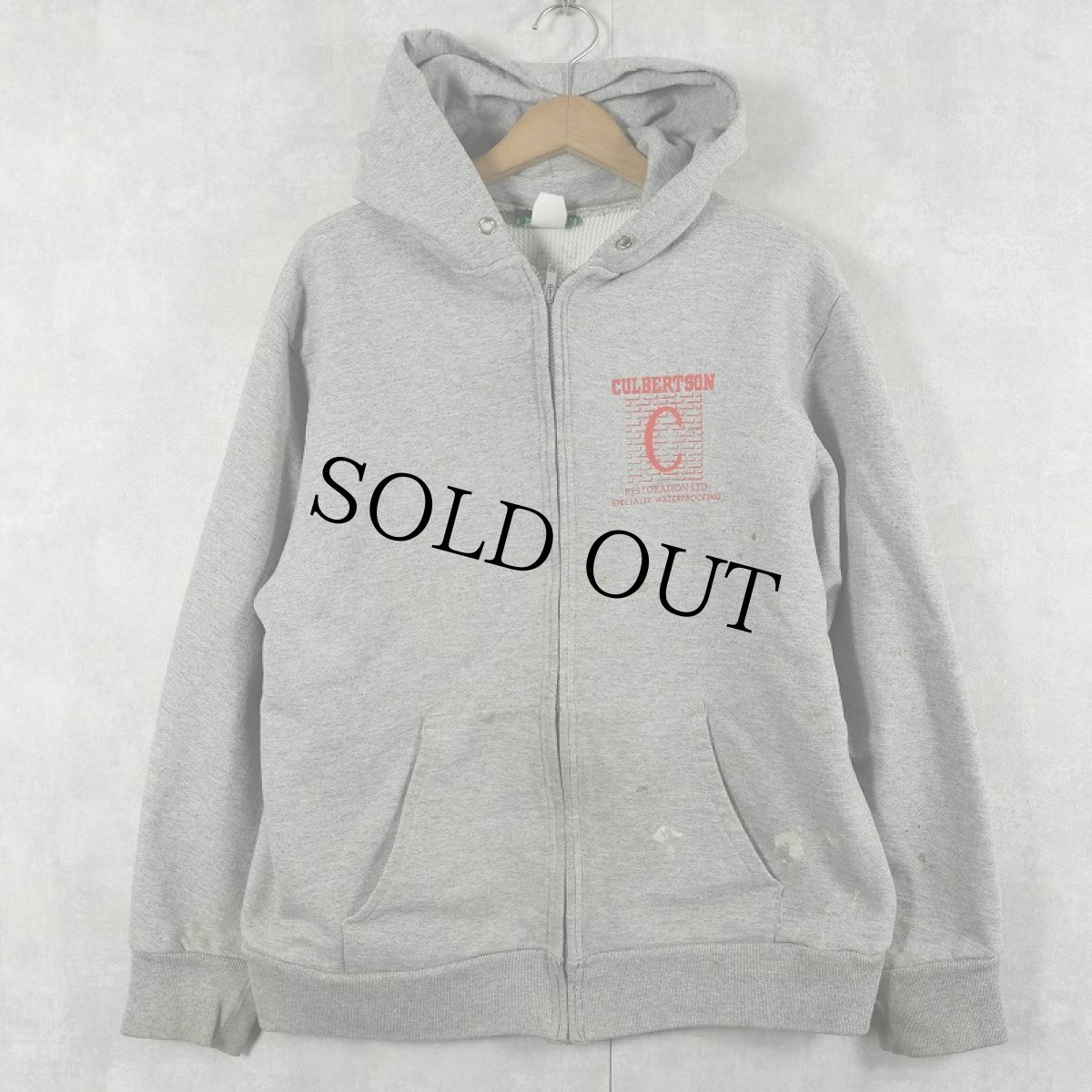 画像1: 90's CAMBER USA製 "CULBERTSON" 裏サーマル プリントスウェットジップパーカー XL (1)