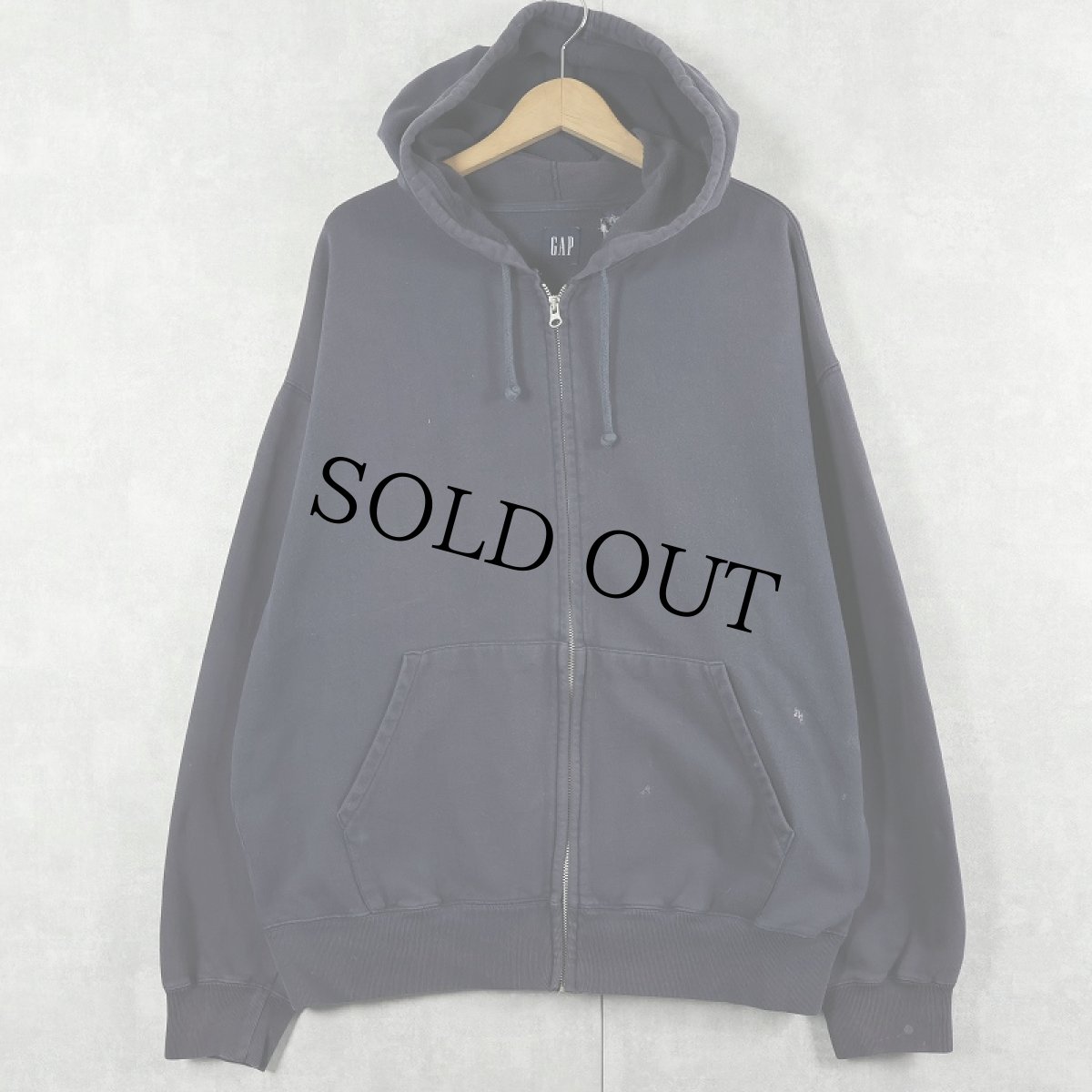 画像1: GAP 無地 スウェットジップパーカー NAVY L (1)