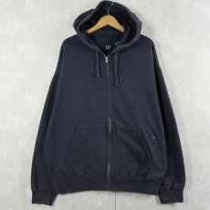 画像1: GAP 無地 スウェットジップパーカー NAVY L (1)