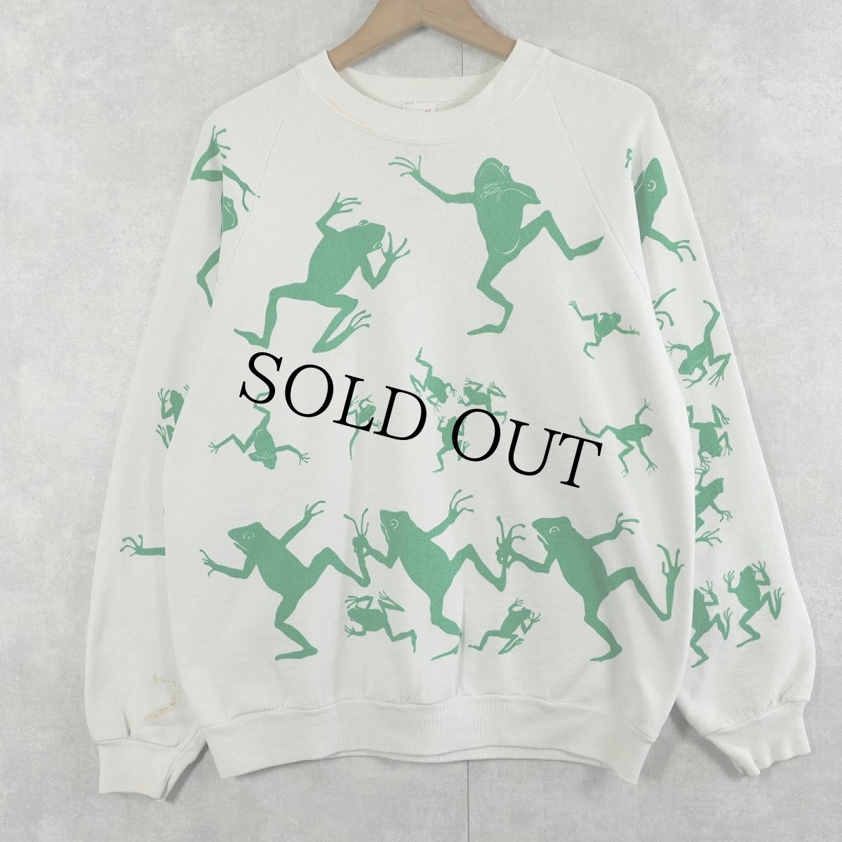 画像1: 80〜90's JERZEES USA製 "MICHIGAN RAG" カエル柄 プリントスウェット L (1)