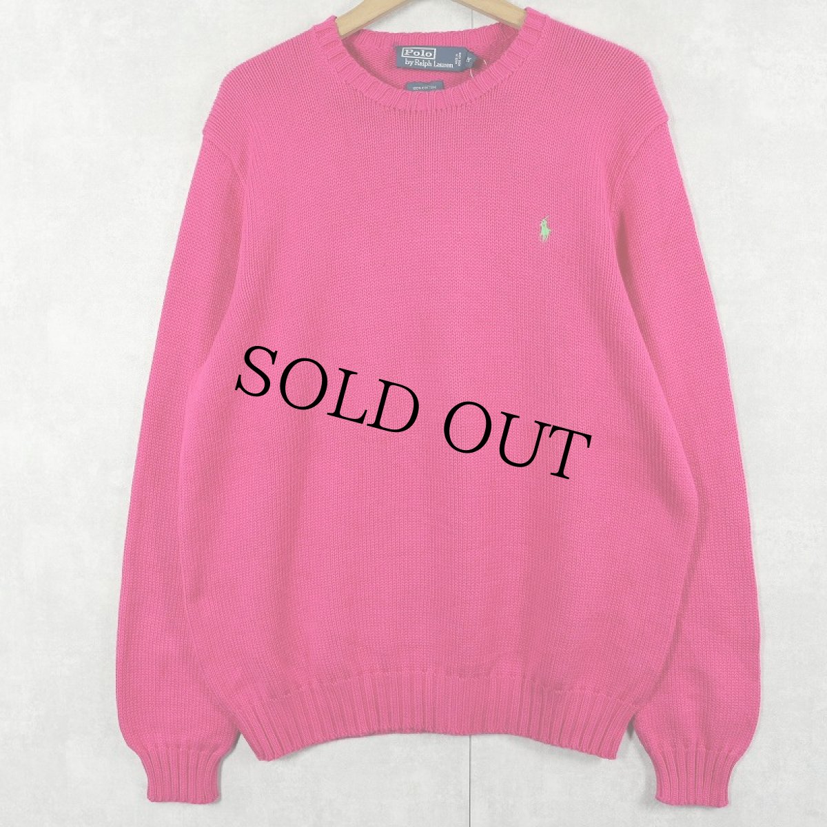 画像1: POLO Ralph Lauren ロゴ刺繍 コットンニットセーター M (1)
