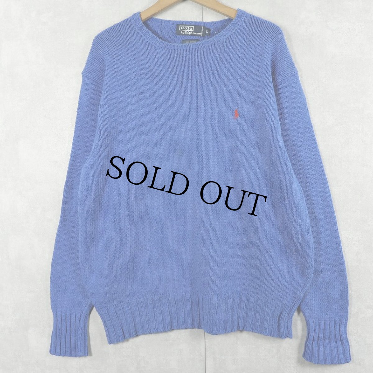 画像1: POLO Ralph Lauren ロゴ刺繍 コットンニットセーター L (1)