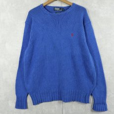 画像1: POLO Ralph Lauren ロゴ刺繍 コットンニットセーター L (1)