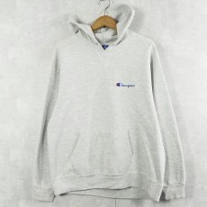 画像1: 80〜90's Champion 青刺繍タグ 中期 USA製 ロゴ刺繍 スウェットフーディー L (1)