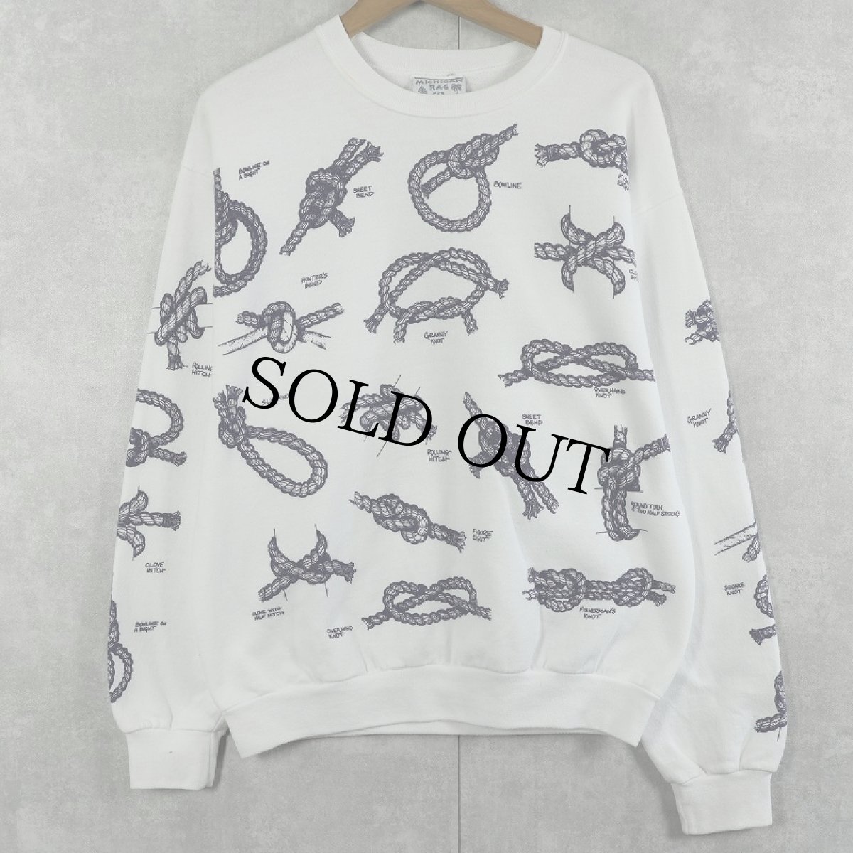 画像1: 90〜2000's JERZEES USA製 "MICHIGAN RAG" ロープ柄 プリントスウェット M (1)