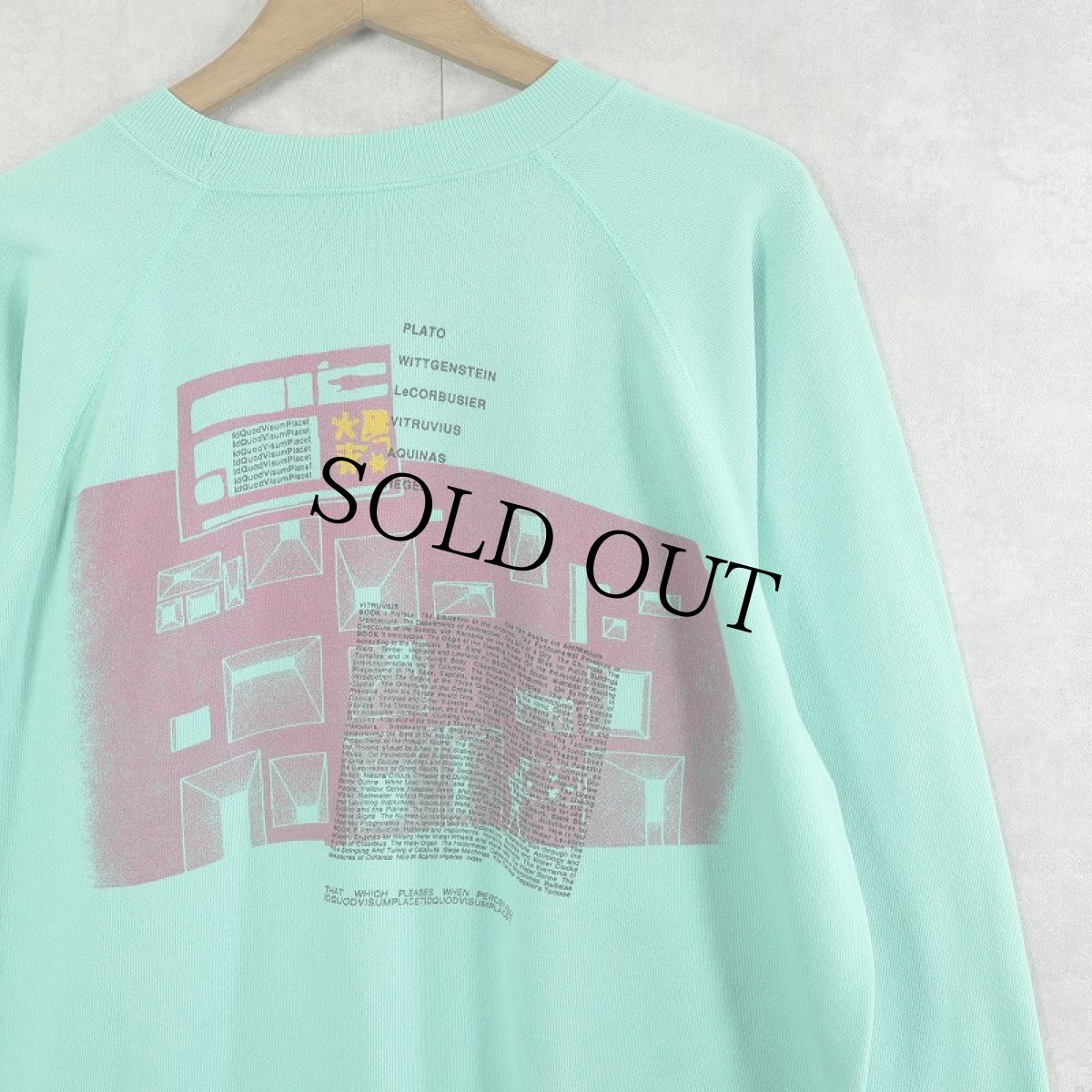 画像1: 80's USA製 "plato, wittgenstein, lecorbusier, vitruvius..." 哲学者/建築家 プリントスウェット L (1)