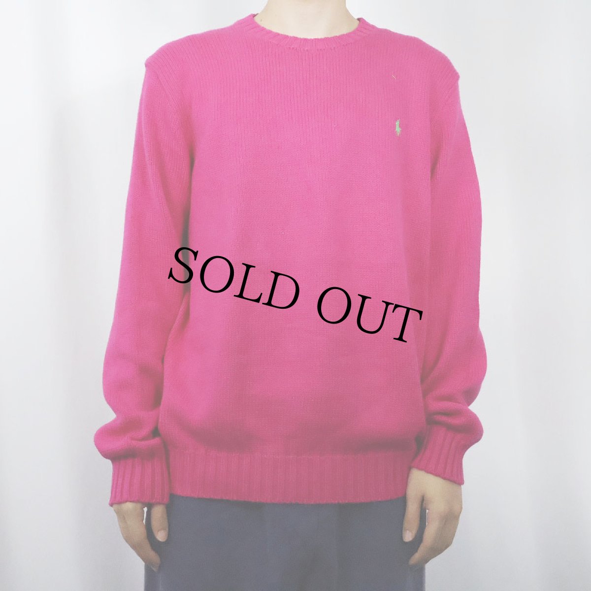 画像2: POLO Ralph Lauren ロゴ刺繍 コットンニットセーター M (2)