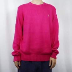 画像2: POLO Ralph Lauren ロゴ刺繍 コットンニットセーター M (2)