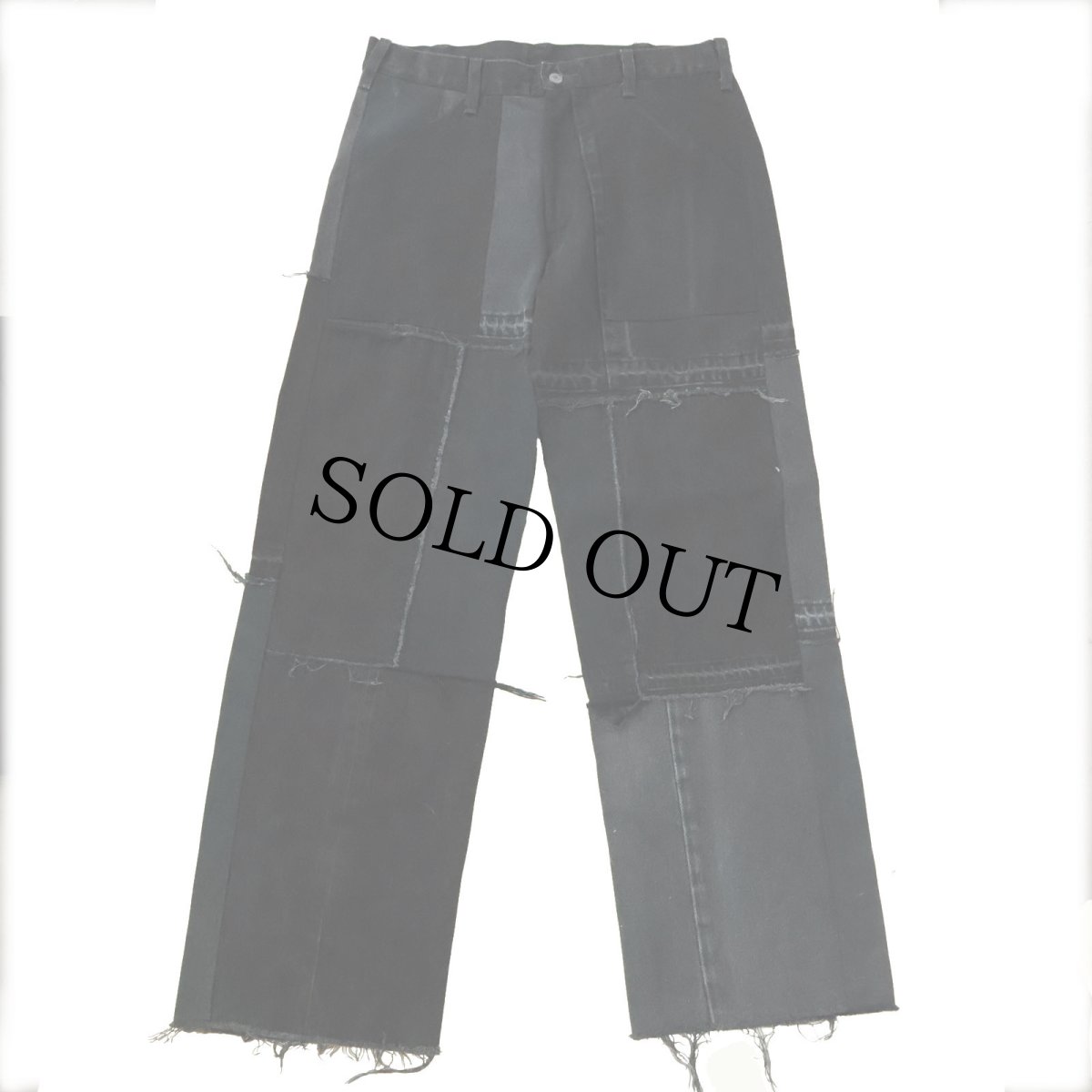 画像2: Little Vintage "vintage black denim" patch work backer pants (2)