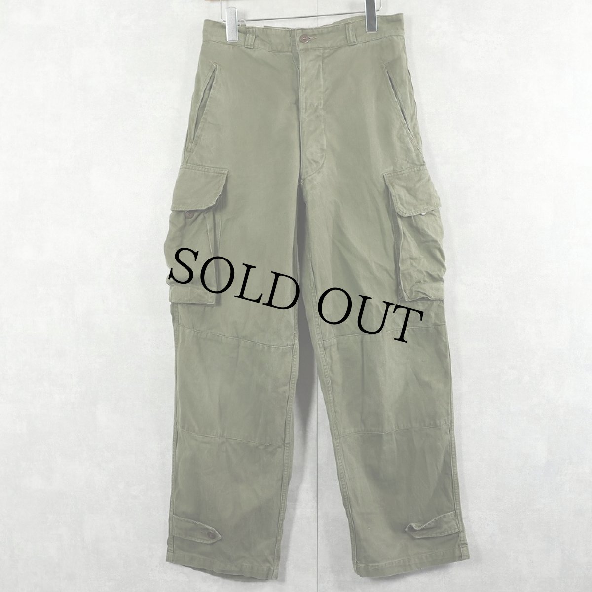 画像1: 60's FRENCH ARMY M-47後期 ヘリンボーンツイル カーゴパンツ W29 (1)