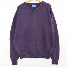 画像1: 90's Country Traditionals by PENDLETON USA製 Vネック コットンニットセーター XL (1)