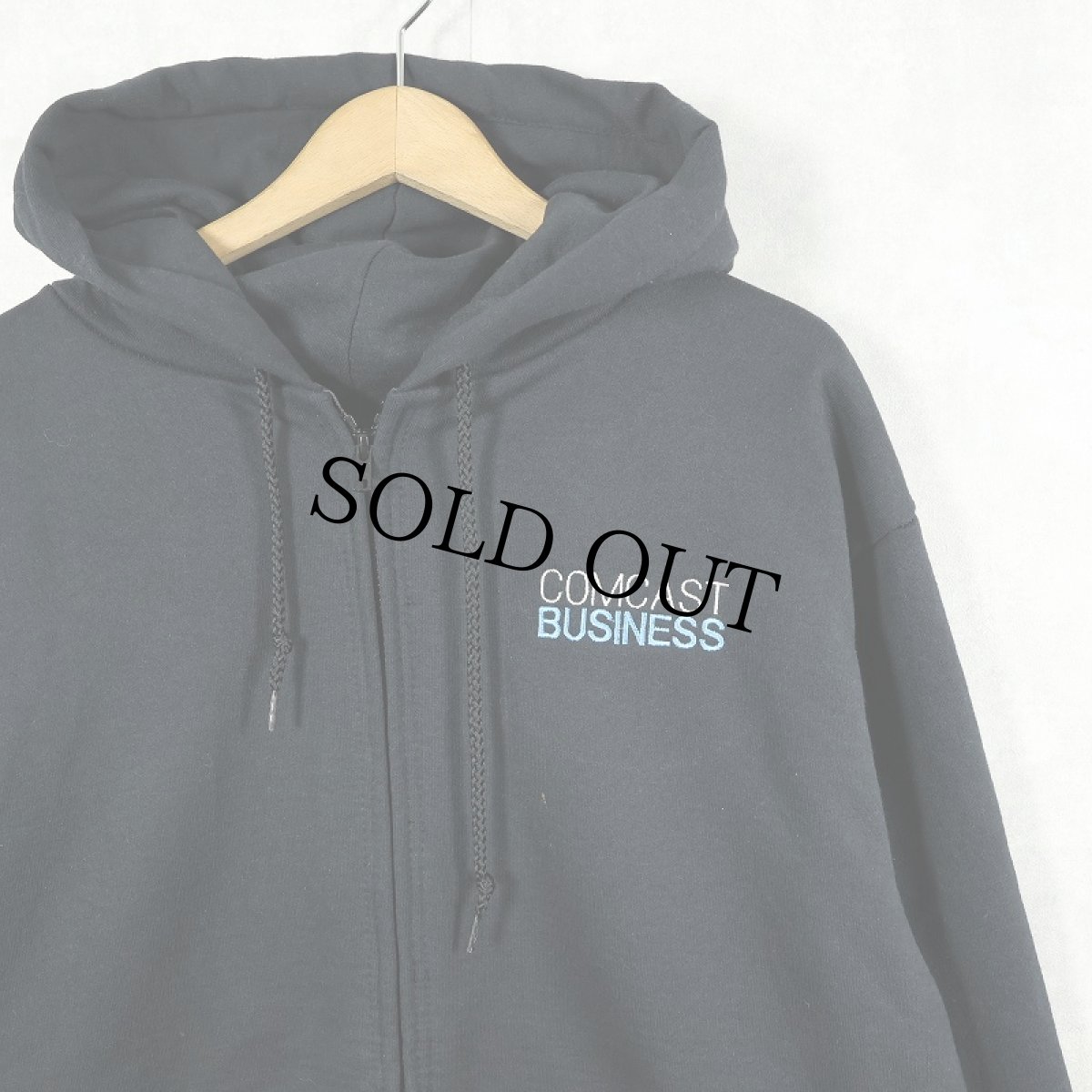 画像1: 90's CAMBER USA製 " COMCAST BUSINESS" 通信企業ロゴ刺繍 裏サーマル スウェットジップパーカー BLACK XL (1)