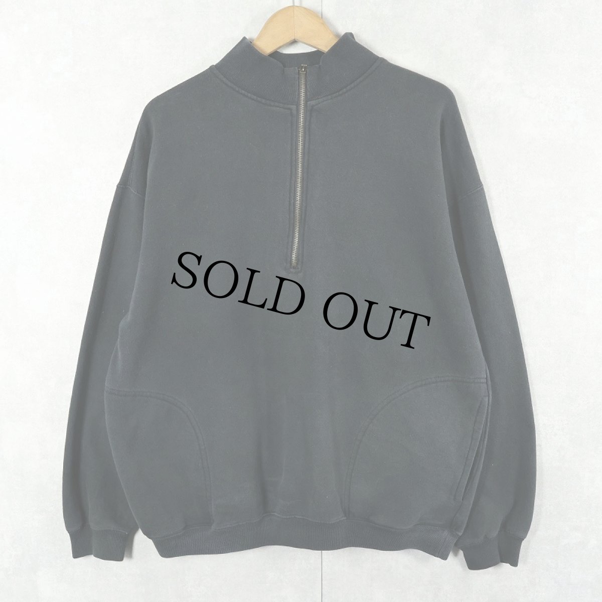 画像1: 90's GAP KOREA製 ハーフジップスウェット BLACK S (1)