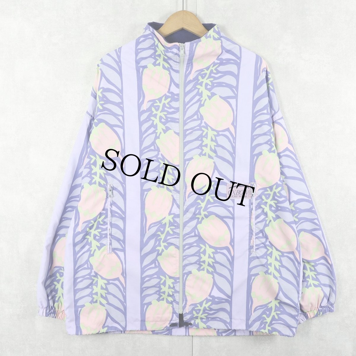 画像1: 90's〜 OXBOW FRANCE製 総柄 裏フリース ナイロンジャケット M (1)