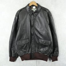 画像1: 70〜80's L.L.Bean A-2 TYPE USA製 レザーフライトジャケット BLACK SIZE44 (1)