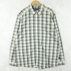 画像1: 2013SS Patagonia チェック柄 ナイロン×ポリエステル シャツ L (1)