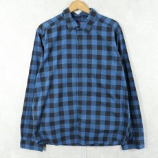 画像1: Patagonia "ORGANIC COTTON" ブロックチェック柄 シャツ M (1)
