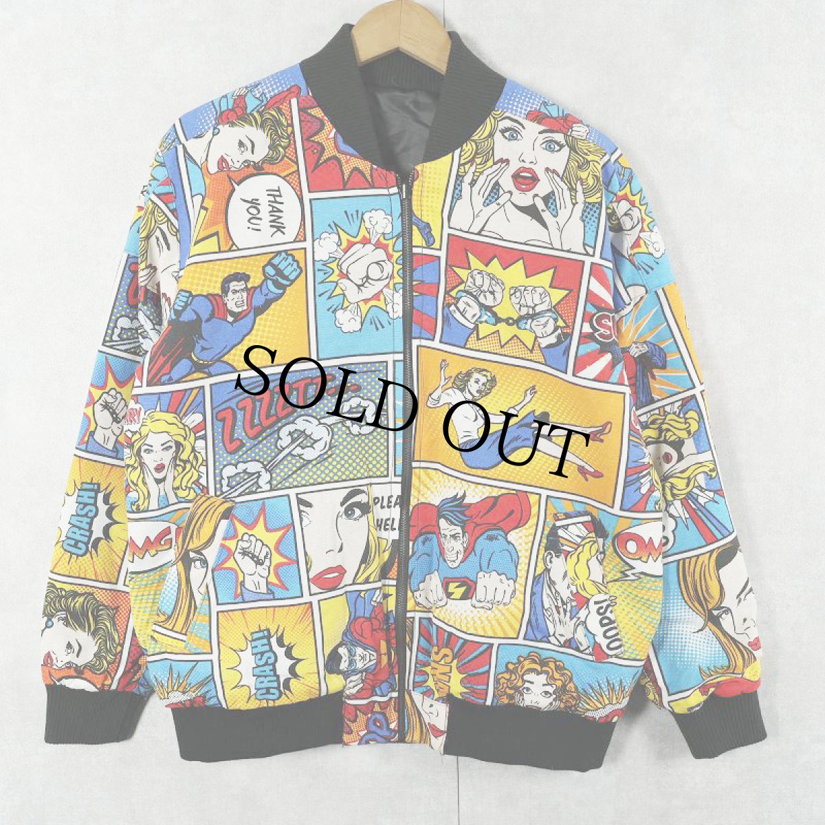 画像1: アメコミ柄 リバーシブルジャケット (1)