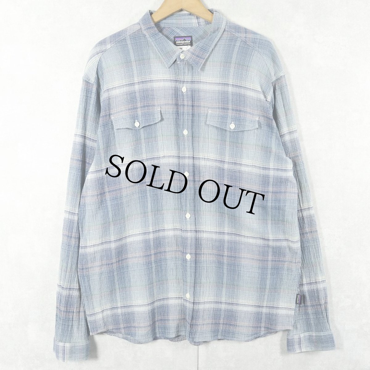 画像1: 2015SS Patagonia "ORGANIC COTTON" オンブレーチェック柄 ちりめんシャツ XL (1)