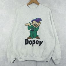 画像1: 90's Disney 七人の小人 "Dopey" キャラクター染み込みプリントスウェット XL (1)