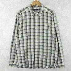 画像1: 2013SS Patagonia チェック柄 ナイロン×ポリエステル シャツ M (1)