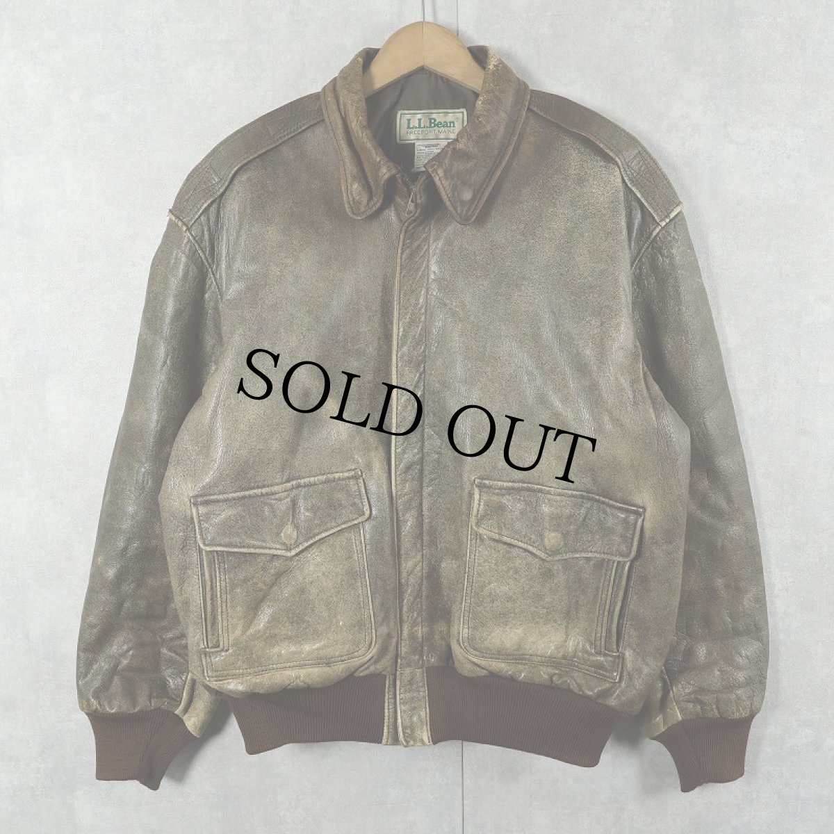 画像1: 80's L.L.Bean A-2 TYPE USA製 レザーフライトジャケット SIZE42 (1)