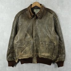 画像1: 80's L.L.Bean A-2 TYPE USA製 レザーフライトジャケット SIZE42 (1)