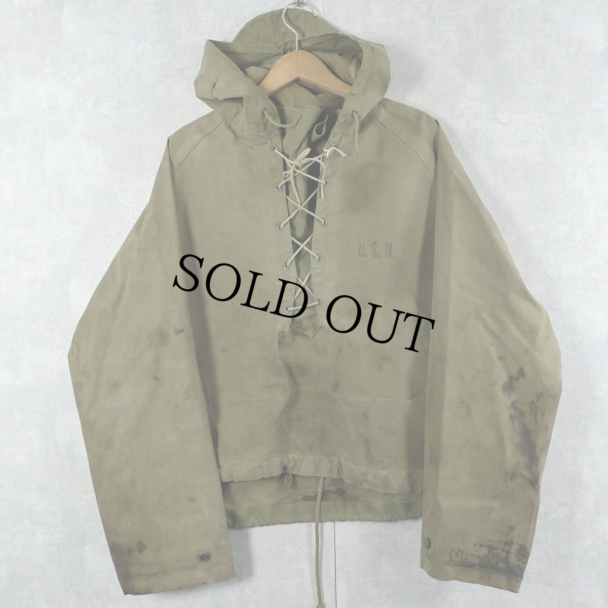 画像1: 40's U.S.NAVY デッキレインパーカー ステンシル入り (1)