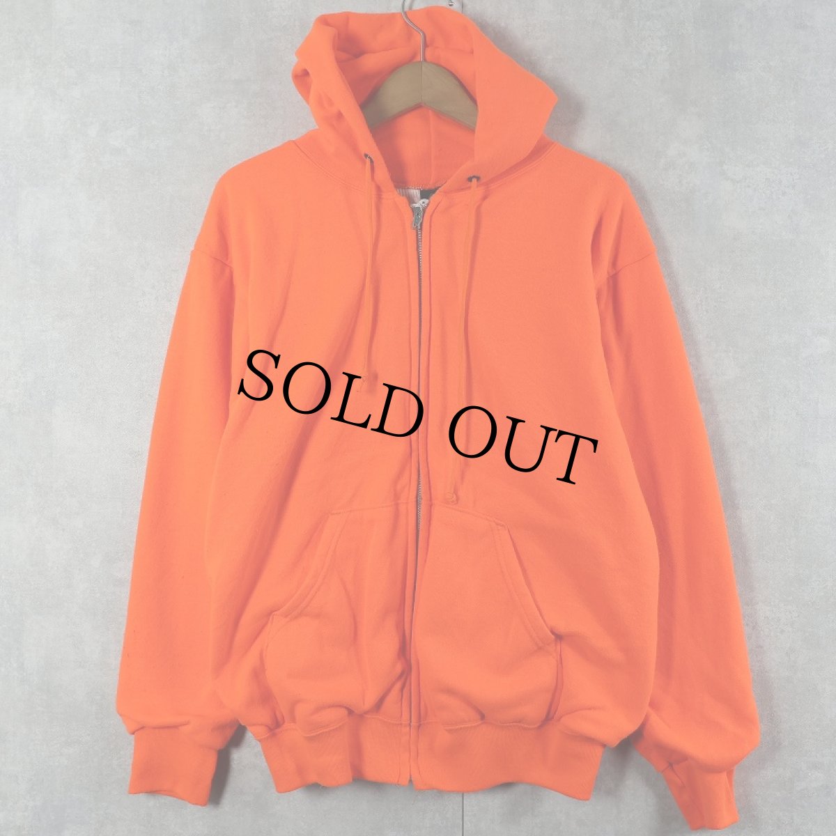 画像1: 80's ACE SPORTSWEAR USA製 裏サーマル スウェットジップパーカー M (1)