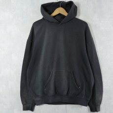 画像1: 90〜2000's FRUIT OF THE LOOM 無地 スウェットフーディー BLACK L (1)