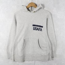 画像1: 80's Champion REVERSE WEAVE USA製 トリコタグ "USAFA" プリントスウェットフーディー S (1)