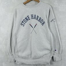 画像1: 90's Champion REVERSE WEAVE USA製 "STONE HARBOR" プリントスウェット XL (1)