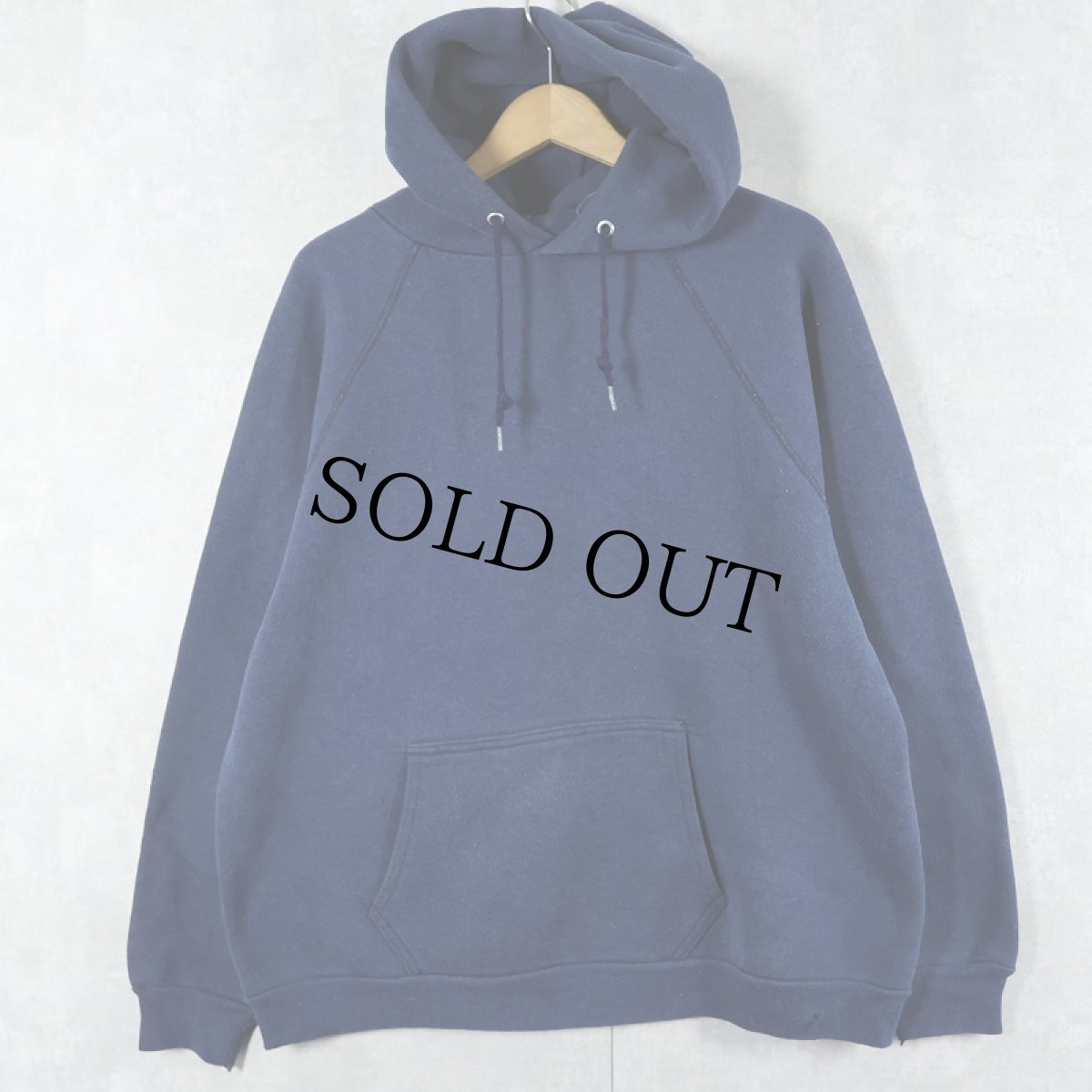 画像1: 80's DISCUS USA製 無地 ラグランスウェットフーディ NAVY 3X (1)