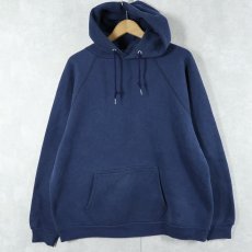 画像1: 80's DISCUS USA製 無地 ラグランスウェットフーディ NAVY 3X (1)
