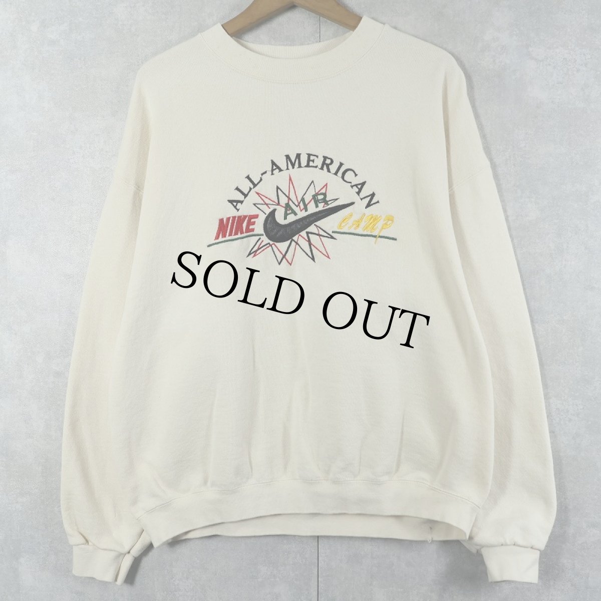 画像1: 90's NIKE 銀タグ USA製 "AIR" ロゴ刺繍 スウェット L (1)