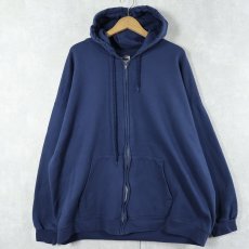 画像1: 90's Hanes Ultimate Cotton 無地スウェットジップパーカー NAVY 2XL (1)