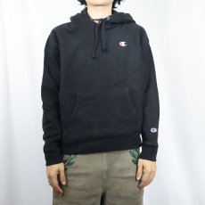 画像2: Champion REVERSE WEAVE 目付き スウェットフーディー BLACK L (2)