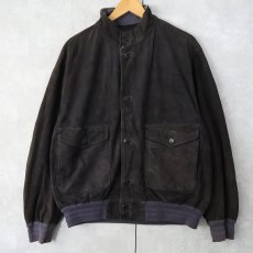 画像1: Henry Cotton's "A-1 TYPE" スエードレザージャケット BLACK size52 (1)