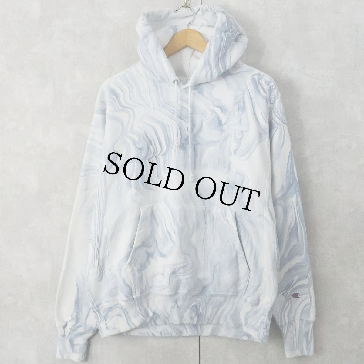 画像1: Champion REVERSE WEAVE マーブル染め スウェットフーディー M (1)