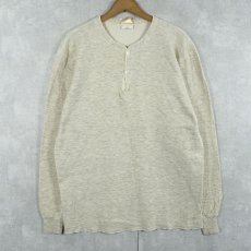 画像1: 90's L.L.Bean USA製 "RIVER DRIVER'S SHIRT" 猫目ボタン ヘンリーネック 2レイヤーロンT L (1)