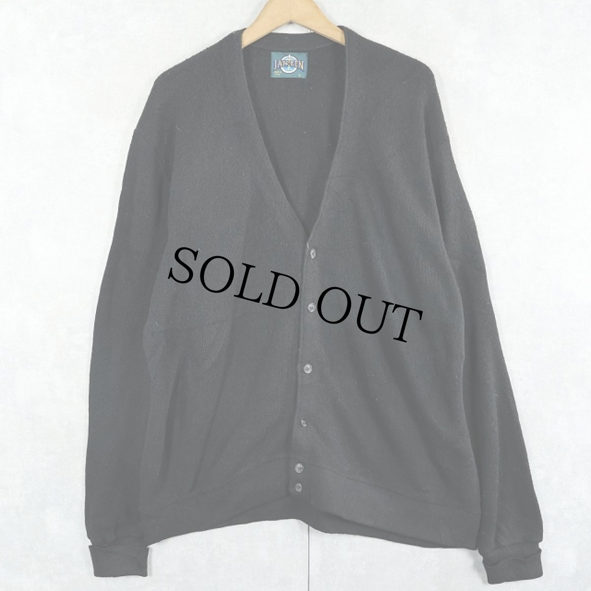 画像1: 80's Jantzen USA製 アクリルニットカーディガン BLACK L (1)