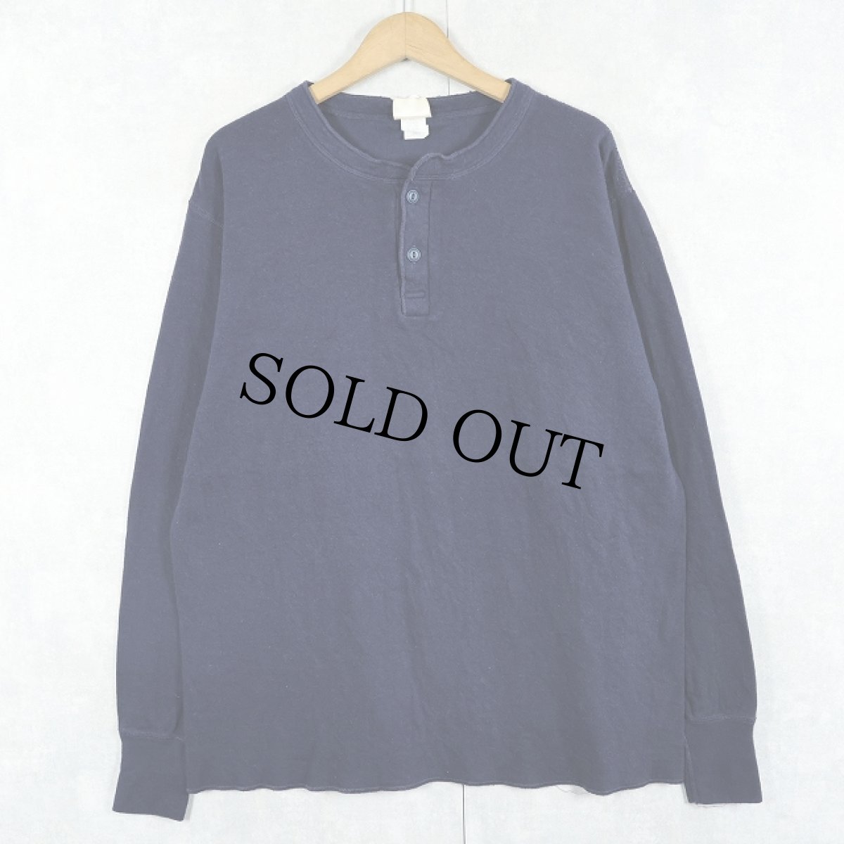 画像1: 90's L.L.Bean USA製 "RIVER DRIVER'S SHIRT" 猫目ボタン ヘンリーネック 2レイヤーロンT NAVY L (1)