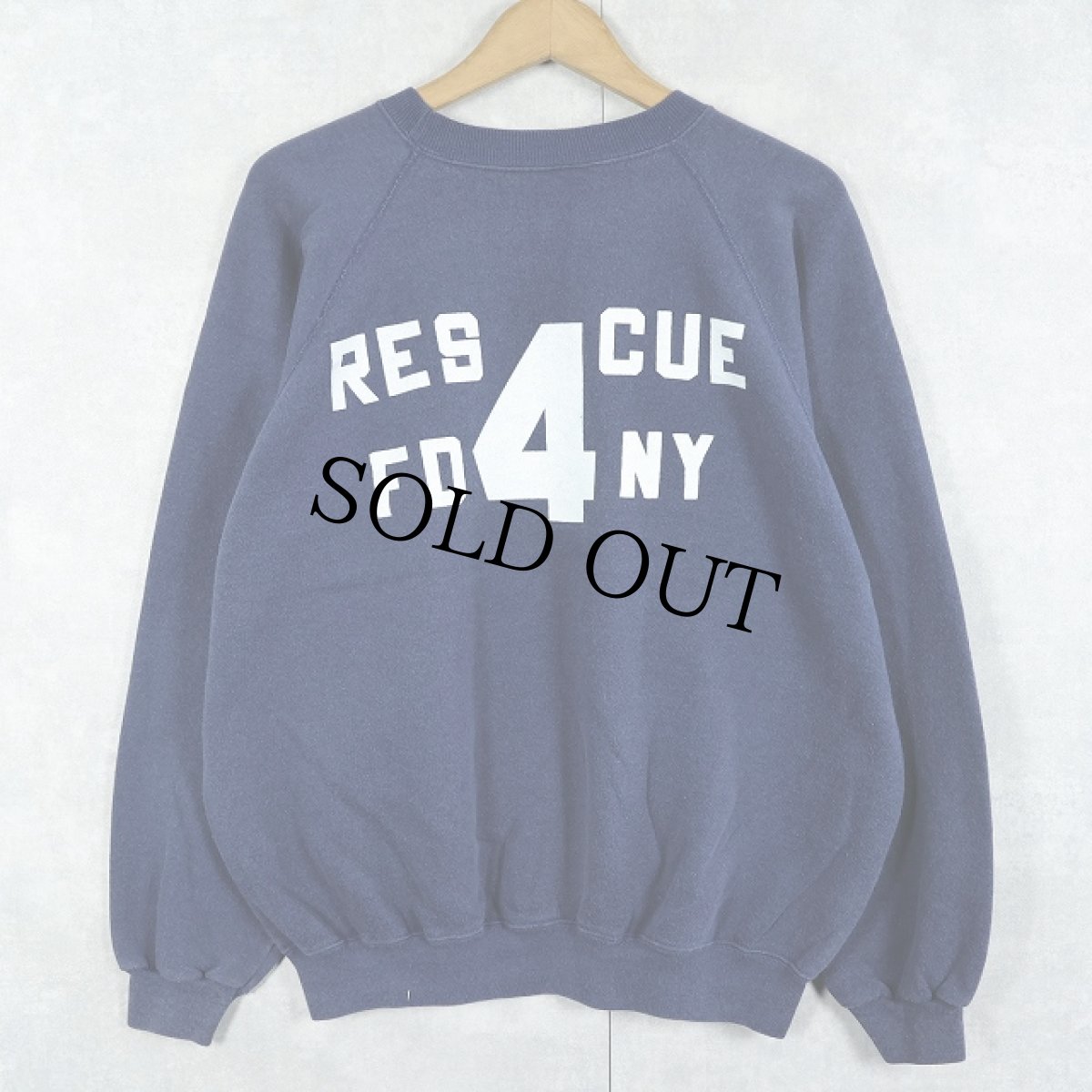 画像2: 80's USA製 "RESCUE 4 F.D.N.Y" キャラクタープリントラグランスウェット NAVY XL (2)