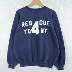 画像2: 80's USA製 "RESCUE 4 F.D.N.Y" キャラクタープリントラグランスウェット NAVY XL (2)