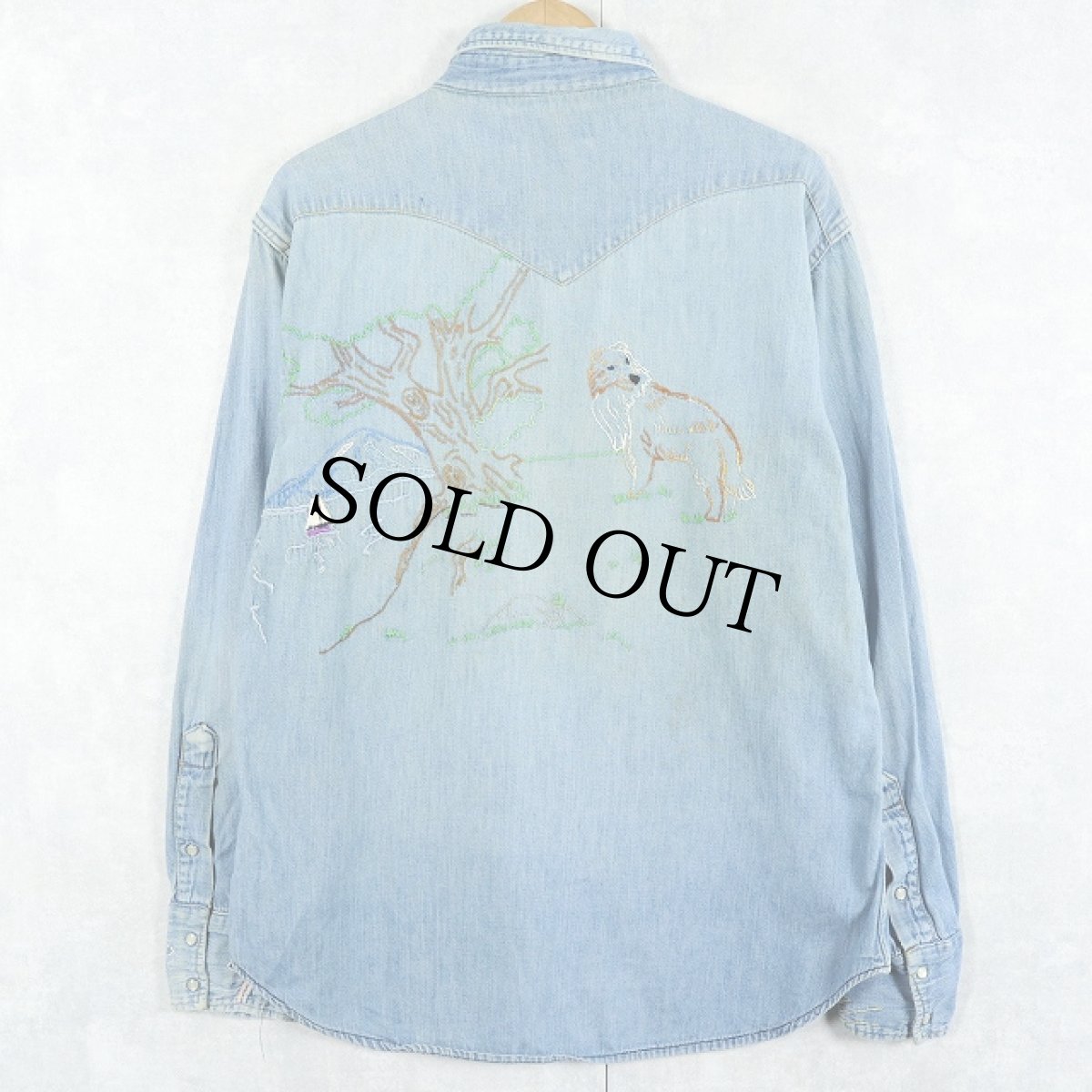 画像2: 70's JCPenney ハンド刺繍 デニムウエスタンシャツ (2)