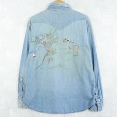 画像2: 70's JCPenney ハンド刺繍 デニムウエスタンシャツ (2)