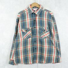 画像1: 80's JIM CATFISH HUNTER チェック柄 ヘビーネルシャツ (1)