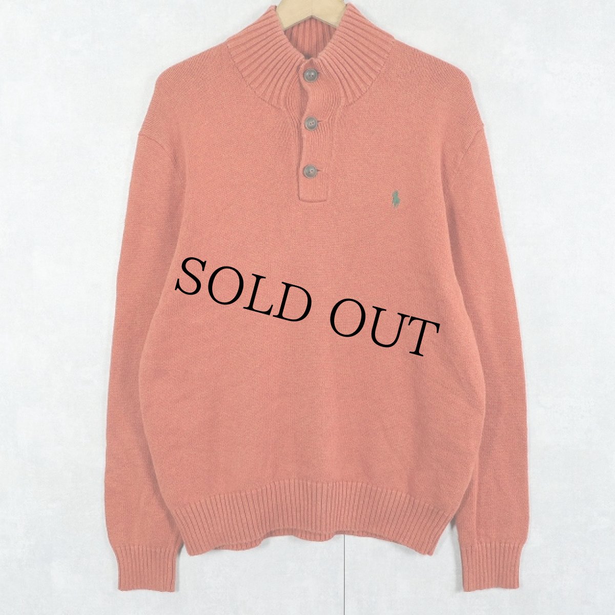 画像1: POLO Ralph Lauren ロゴ刺繍 ハイネック コットンニットセーター M (1)