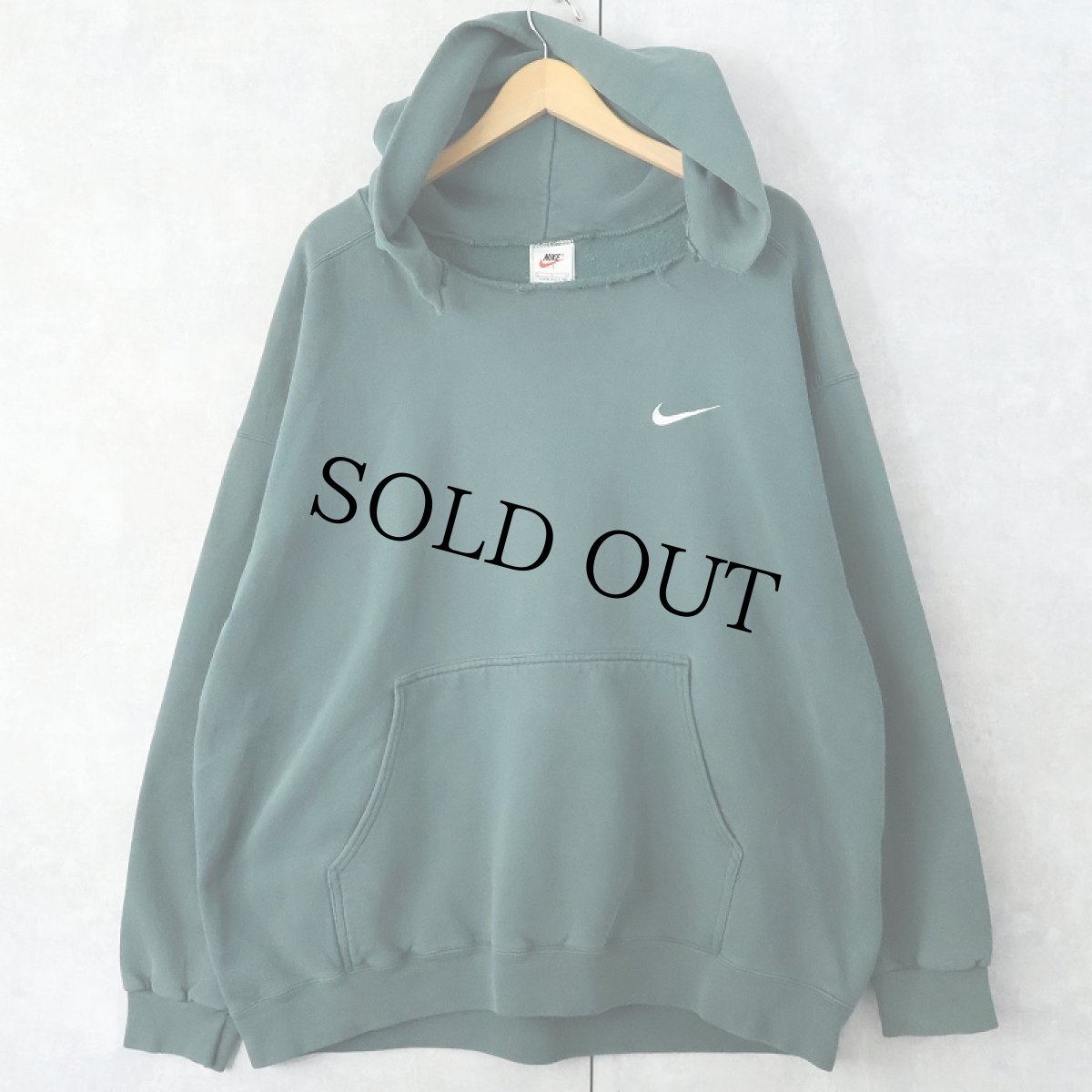 画像1: 90's NIKE USA製 ロゴ刺繍 スウェットフーディー L (1)